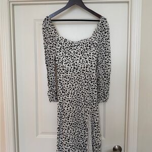 Reformation Black and White Spotted Maxi Dress